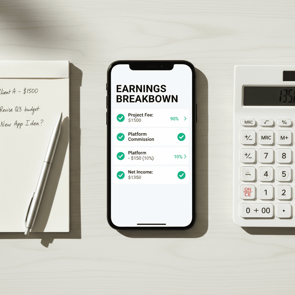 Transparent pricing dashboard on mobile device