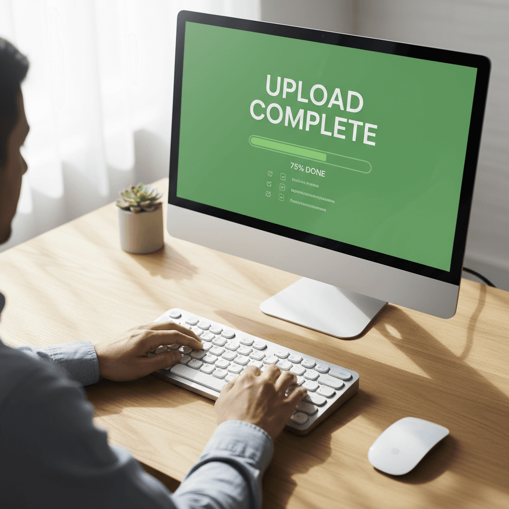 Music upload progress showing fast distribution process