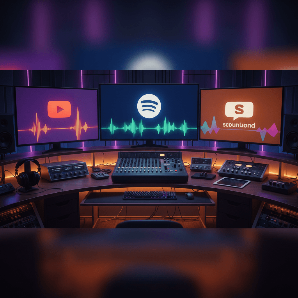 Multi-platform streaming dashboard showing music distribution